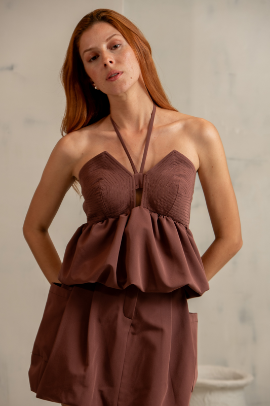 NICOSIA TOP - CHOCOLATE