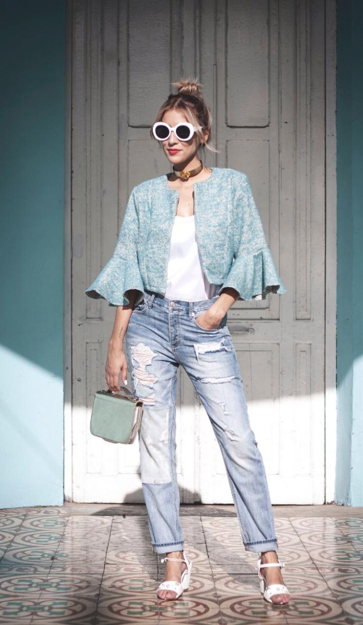 CHAQUETA BOLERO TEJIDO VERDE