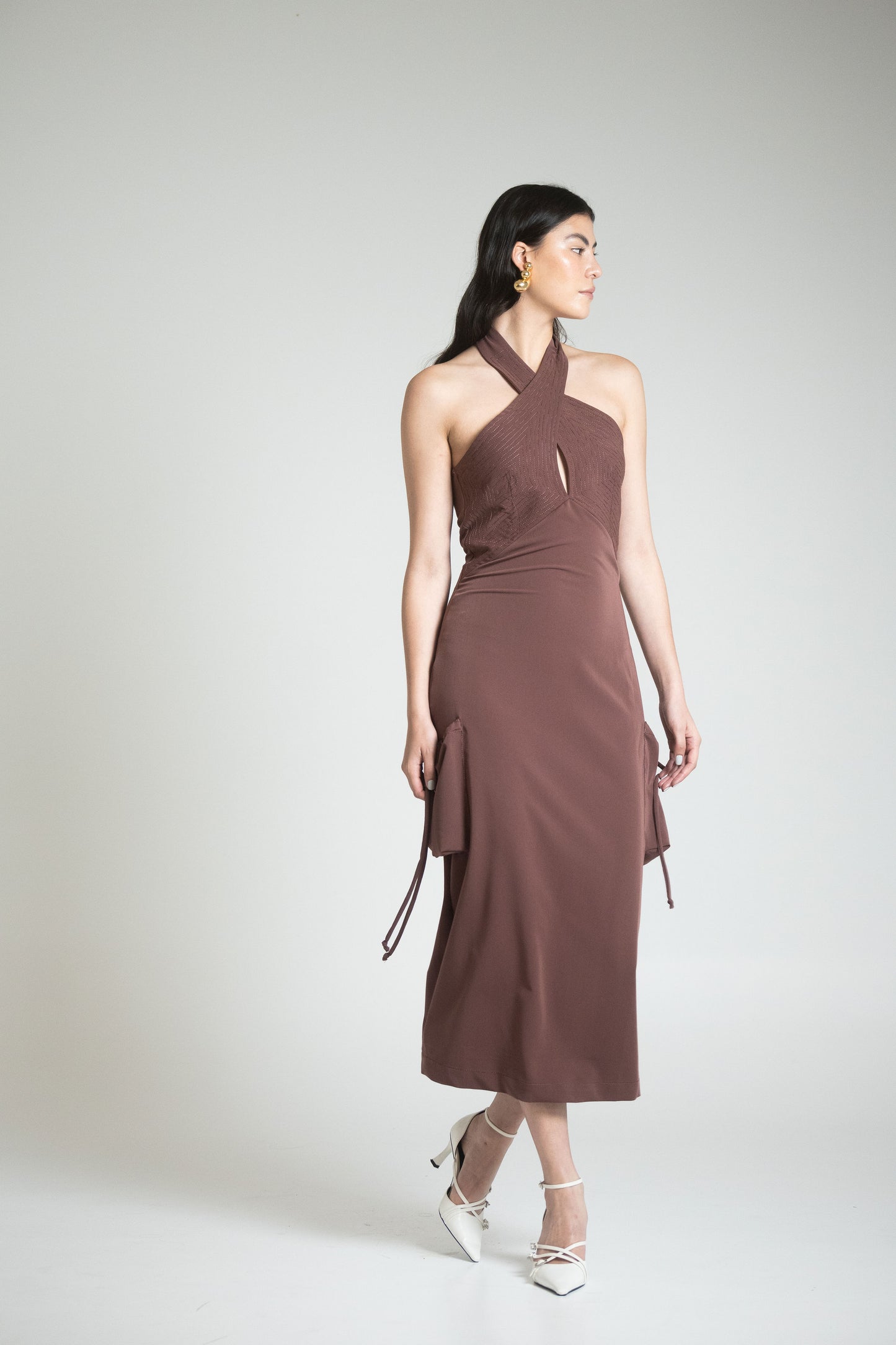 SPLIT DRESS - CHOCOLATE