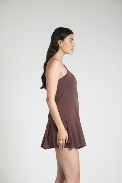 CATANIA MINI DRESS - CHOCOLATE