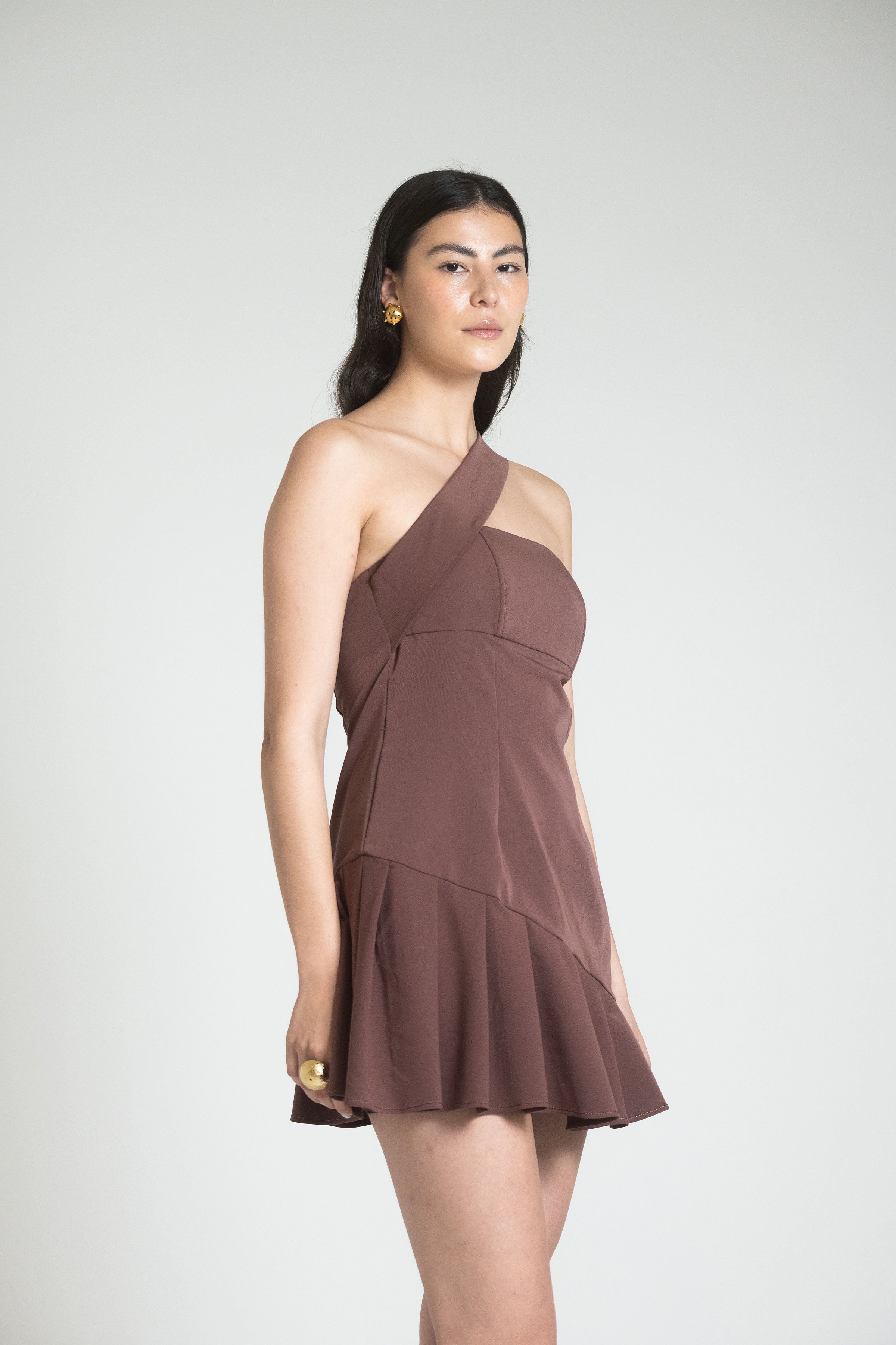 CATANIA MINI DRESS - CHOCOLATE