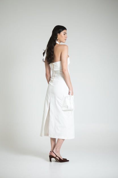 SPLIT DRESS - IVORY