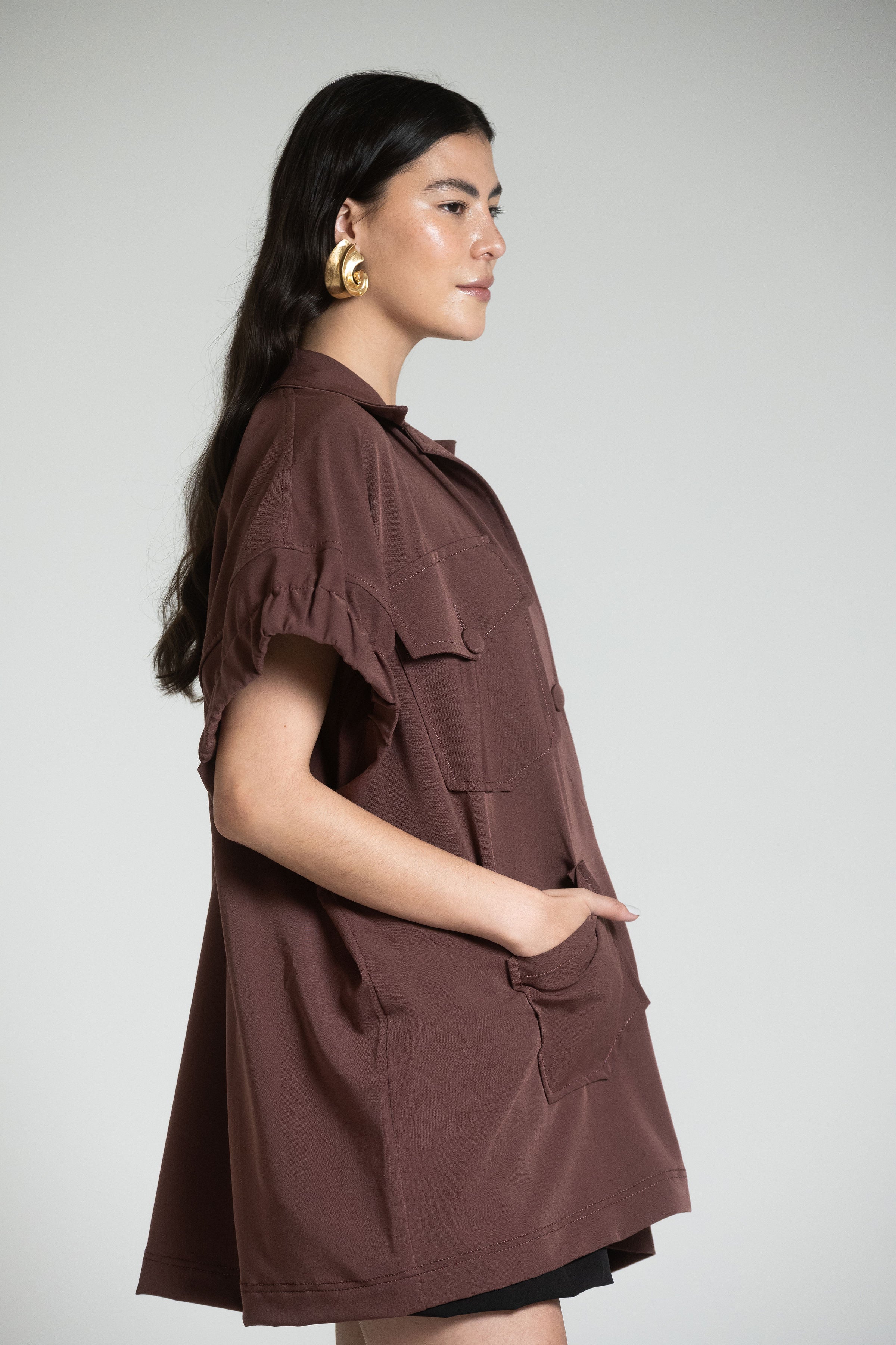 CAGLIARI JACKET DRESS - CHOCOLATE